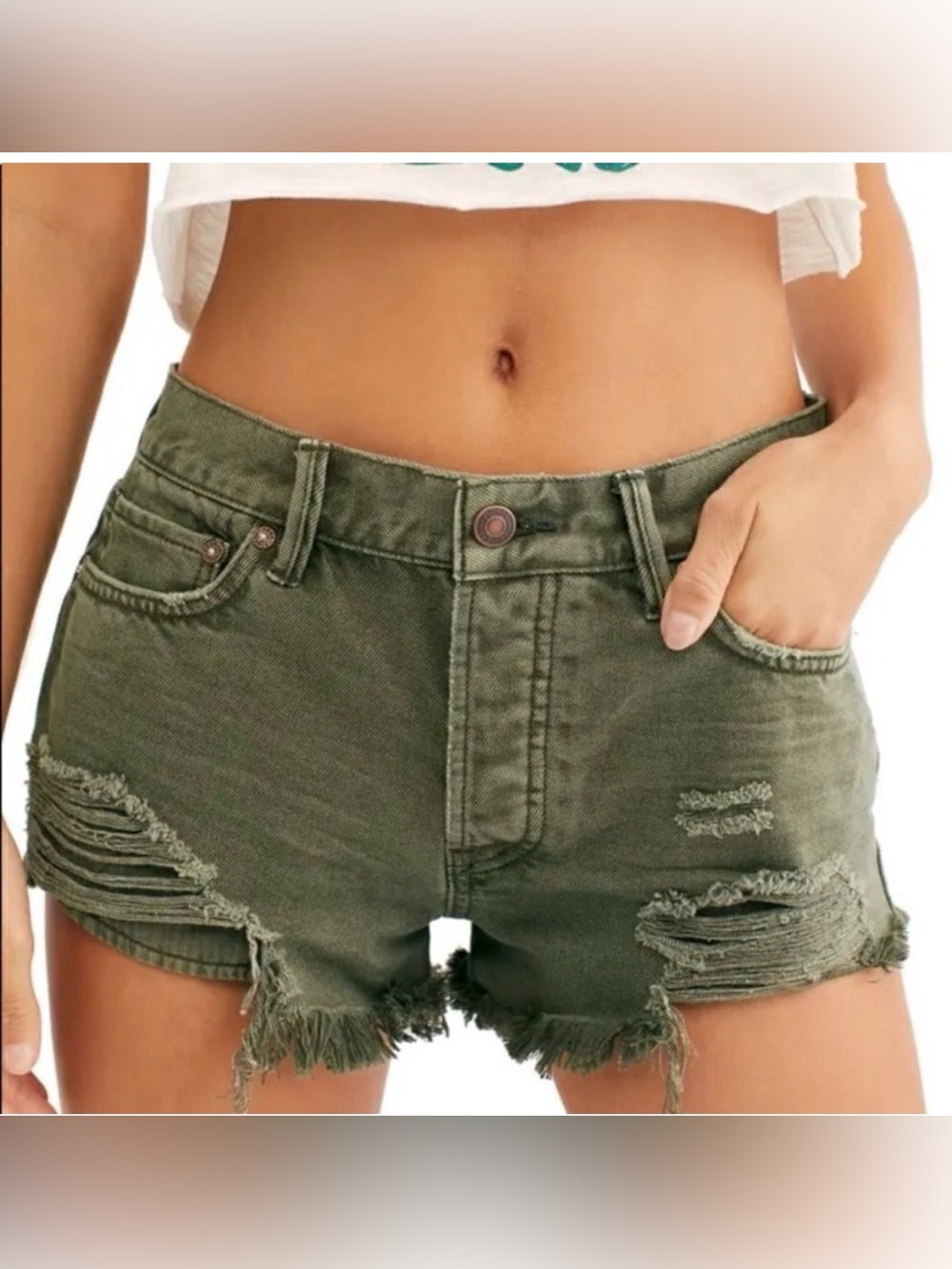 We The Free Free People Shorts Loving Good Vibrations Sage Sz 30